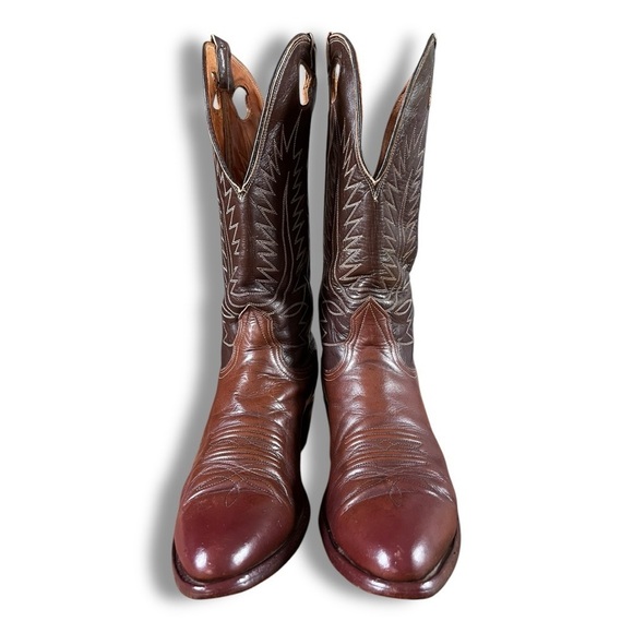 Vintage Nocona Men’s chestnut Brown Embroidered Cowboy Boots Sz 10 - Picture 9 of 10